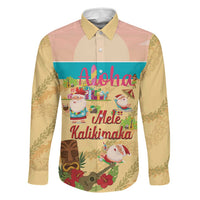 Aloha Hawaii Mele Kalikimaka Family Matching Off Shoulder Maxi Dress and Hawaiian Shirt Beachy Funny Santa Hawaiian Lei LT14 Dad's Shirt - Long Sleeve Yellow - Polynesian Pride