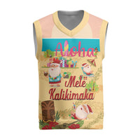 Aloha Hawaii Mele Kalikimaka Christmas Knitted V-Neck Vest Beachy Funny Santa Hawaiian Lei - Polynesian Pride
