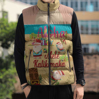 Aloha Hawaii Mele Kalikimaka Sleeveless Puffer Jacket Beachy Funny Santa Hawaiian Lei - Polynesian Pride