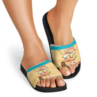 Aloha Hawaii Mele Kalikimaka Slide Sandals Beachy Funny Santa Hawaiian Lei - Polynesian Pride