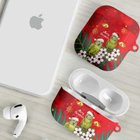 New Zealand Kakapo Christmas AirPods Case Owl Parrot Santa Sliver Fern Manuka - Red - Polynesian Pride