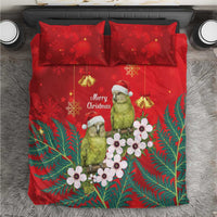 New Zealand Kakapo Christmas Bedding Set Owl Parrot Santa Sliver Fern Manuka - Red - Polynesian Pride