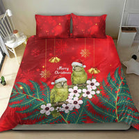 New Zealand Kakapo Christmas Bedding Set Owl Parrot Santa Sliver Fern Manuka - Red - Polynesian Pride