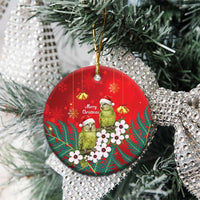 New Zealand Kakapo Christmas Ceramic Ornament Owl Parrot Santa Sliver Fern Manuka - Red - Polynesian Pride