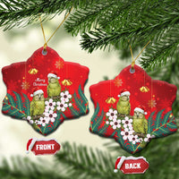 New Zealand Kakapo Christmas Ceramic Ornament Owl Parrot Santa Sliver Fern Manuka - Red - Polynesian Pride
