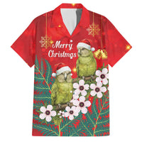New Zealand Kakapo Christmas Family Matching Mermaid Dress and Hawaiian Shirt Owl Parrot Santa Sliver Fern Manuka - Red LT14 Dad's Shirt - Short Sleeve Red - Polynesian Pride