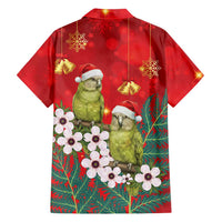 New Zealand Kakapo Christmas Family Matching Off The Shoulder Long Sleeve Dress and Hawaiian Shirt Owl Parrot Santa Sliver Fern Manuka - Red LT14 - Polynesian Pride