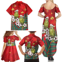 New Zealand Kakapo Christmas Family Matching Summer Maxi Dress and Hawaiian Shirt Owl Parrot Santa Sliver Fern Manuka - Red - Polynesian Pride
