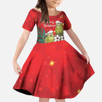 New Zealand Kakapo Christmas Family Matching Tank Maxi Dress and Hawaiian Shirt Owl Parrot Santa Sliver Fern Manuka - Red LT14 Daughter's Dress Red - Polynesian Pride