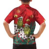 New Zealand Kakapo Christmas Kid Hawaiian Shirt Owl Parrot Santa Sliver Fern Manuka - Red LT14 - Polynesian Pride