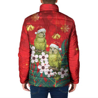 New Zealand Kakapo Christmas Padded Jacket Owl Parrot Santa Sliver Fern Manuka - Red - Polynesian Pride