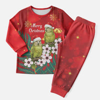 New Zealand Kakapo Christmas Pajama Set Owl Parrot Santa Sliver Fern Manuka - Red - Polynesian Pride