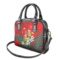 New Zealand Kakapo Christmas Shoulder Handbag Owl Parrot Santa Sliver Fern Manuka - Red - Polynesian Pride