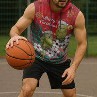 New Zealand Kakapo Christmas Sleeveless Hoodie Owl Parrot Santa Sliver Fern Manuka - Red - Polynesian Pride