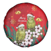 New Zealand Kakapo Christmas Spare Tire Cover Owl Parrot Santa Sliver Fern Manuka - Red - Polynesian Pride