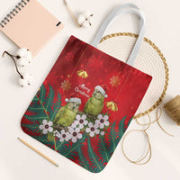 New Zealand Kakapo Christmas Tote Bag Owl Parrot Santa Sliver Fern Manuka - Red - Polynesian Pride