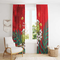 New Zealand Kakapo Christmas Window Curtain Owl Parrot Santa Sliver Fern Manuka - Red - Polynesian Pride