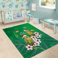 New Zealand Kakapo Christmas Area Rug Owl Parrot Santa Sliver Fern Manuka - Green - Polynesian Pride