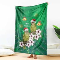 New Zealand Kakapo Christmas Blanket Owl Parrot Santa Sliver Fern Manuka - Green - Polynesian Pride