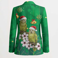 New Zealand Kakapo Christmas Blazer Owl Parrot Santa Sliver Fern Manuka - Green - Polynesian Pride