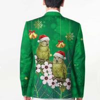 New Zealand Kakapo Christmas Blazer Owl Parrot Santa Sliver Fern Manuka - Green - Polynesian Pride