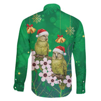New Zealand Kakapo Christmas Family Matching Mermaid Dress and Hawaiian Shirt Owl Parrot Santa Sliver Fern Manuka - Green - Polynesian Pride