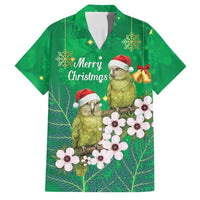 New Zealand Kakapo Christmas Family Matching Short Sleeve Bodycon Dress and Hawaiian Shirt Owl Parrot Santa Sliver Fern Manuka - Green LT14 Dad's Shirt - Short Sleeve Green - Polynesian Pride