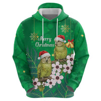 New Zealand Kakapo Christmas Hoodie Owl Parrot Santa Sliver Fern Manuka - Green - Polynesian Pride