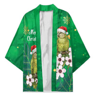 New Zealand Kakapo Christmas Kimono Owl Parrot Santa Sliver Fern Manuka - Green - Polynesian Pride