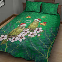 New Zealand Kakapo Christmas Quilt Bed Set Owl Parrot Santa Sliver Fern Manuka - Green - Polynesian Pride