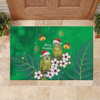 New Zealand Kakapo Christmas Rubber Doormat Owl Parrot Santa Sliver Fern Manuka - Green - Polynesian Pride