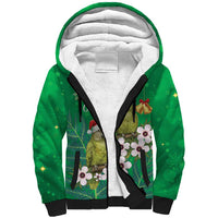 New Zealand Kakapo Christmas Sherpa Hoodie Owl Parrot Santa Sliver Fern Manuka - Green - Polynesian Pride