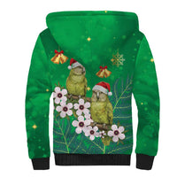 New Zealand Kakapo Christmas Sherpa Hoodie Owl Parrot Santa Sliver Fern Manuka - Green - Polynesian Pride