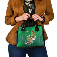 New Zealand Kakapo Christmas Shoulder Handbag Owl Parrot Santa Sliver Fern Manuka - Green - Polynesian Pride