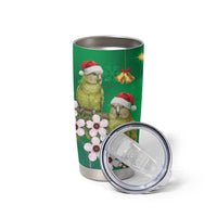 New Zealand Kakapo Christmas Tumbler Cup Owl Parrot Santa Sliver Fern Manuka - Green - Polynesian Pride