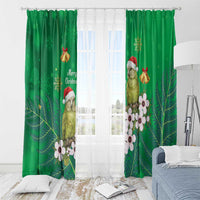 New Zealand Kakapo Christmas Window Curtain Owl Parrot Santa Sliver Fern Manuka - Green - Polynesian Pride