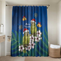 New Zealand Kakapo Christmas Bathroom Set Owl Parrot Santa Sliver Fern Manuka - Blue - Polynesian Pride