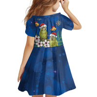 New Zealand Kakapo Christmas Family Matching Tank Maxi Dress and Hawaiian Shirt Owl Parrot Santa Sliver Fern Manuka - Blue LT14 - Polynesian Pride