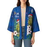 New Zealand Kakapo Christmas Kimono Owl Parrot Santa Sliver Fern Manuka - Blue - Polynesian Pride