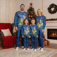 New Zealand Kakapo Christmas Pajama Set Owl Parrot Santa Sliver Fern Manuka - Blue - Polynesian Pride