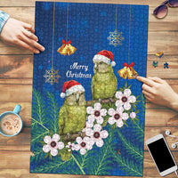 New Zealand Kakapo Christmas Puzzle Owl Parrot Santa Sliver Fern Manuka - Blue - Polynesian Pride
