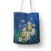 New Zealand Kakapo Christmas Tote Bag Owl Parrot Santa Sliver Fern Manuka - Blue - Polynesian Pride
