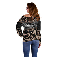 Kia Ora New Zealand Off Shoulder Sweater Aotearoa Proud Maori With Silver Fern LT14 - Polynesian Pride
