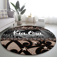 Kia Ora New Zealand Round Carpet Aotearoa Proud Maori With Silver Fern LT14 - Polynesian Pride