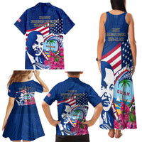 Guam Martin Luther King Jr Day Family Matching Tank Maxi Dress and Hawaiian Shirt I Have A Dream Guahan Seal With Bougainvillea LT14 - Polynesian Pride