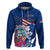 Guam Martin Luther King Jr Day Hoodie I Have A Dream Guahan Seal With Bougainvillea LT14 Pullover Hoodie Blue - Polynesian Pride