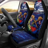 Australia And New Zealand ANZAC Day Car Seat Cover Lest We Forget Silver Fern With Golden Wattle LT14 - Polynesian Pride