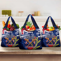 Australia And New Zealand ANZAC Day Grocery Bag Lest We Forget Silver Fern With Golden Wattle