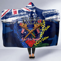 Australia And New Zealand ANZAC Day Hooded Blanket Lest We Forget Silver Fern With Golden Wattle LT14 - Polynesian Pride