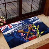 Australia And New Zealand ANZAC Day Rubber Doormat Lest We Forget Silver Fern With Golden Wattle LT14 - Polynesian Pride